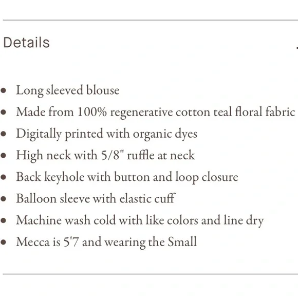 Christy Dawn NWT ruffle sleeves floral top M - Picture 4 of 4